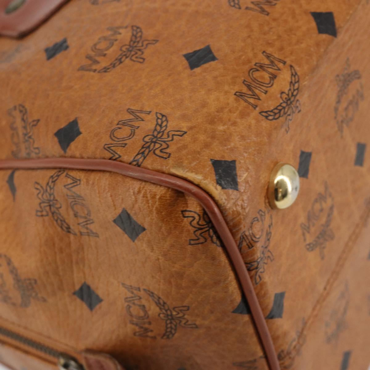 MCM Vicetos Logogram Hand Bag PVC Leather Brown Gold Auth 185089