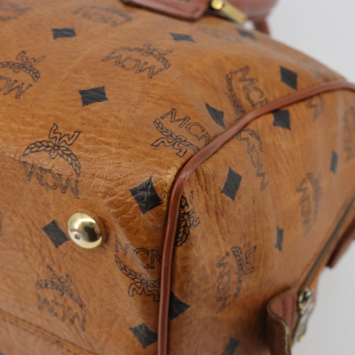 MCM Vicetos Logogram Hand Bag PVC Leather Brown Gold Auth 185089