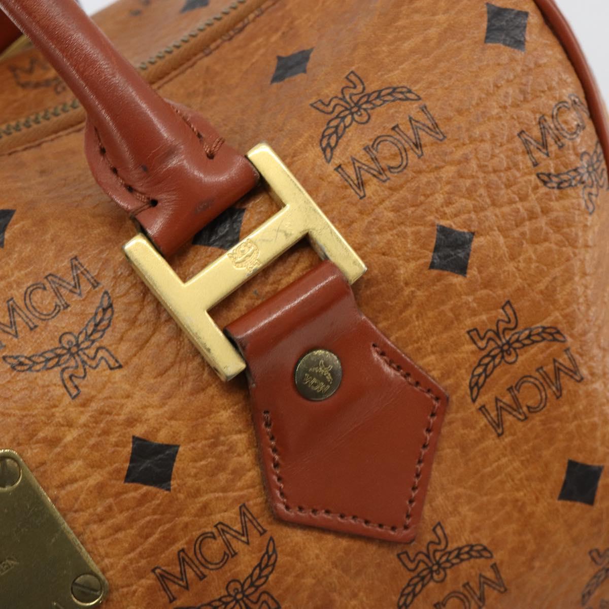 MCM Vicetos Logogram Hand Bag PVC Leather Brown Gold Auth 185089