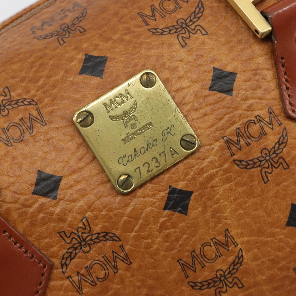 MCM Vicetos Logogram Hand Bag PVC Leather Brown Gold Auth 185089