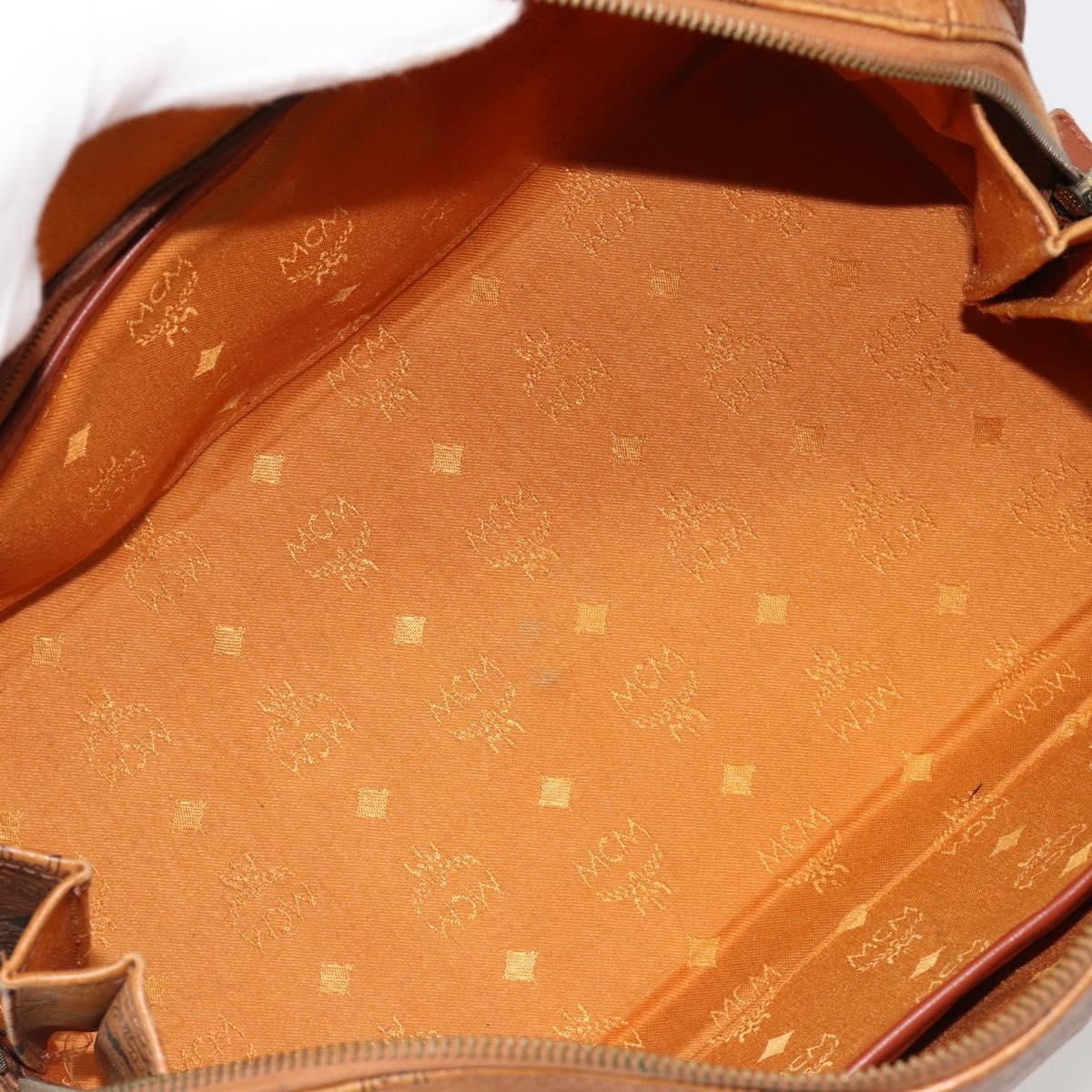 MCM Vicetos Logogram Hand Bag PVC Leather Brown Gold Auth 185089