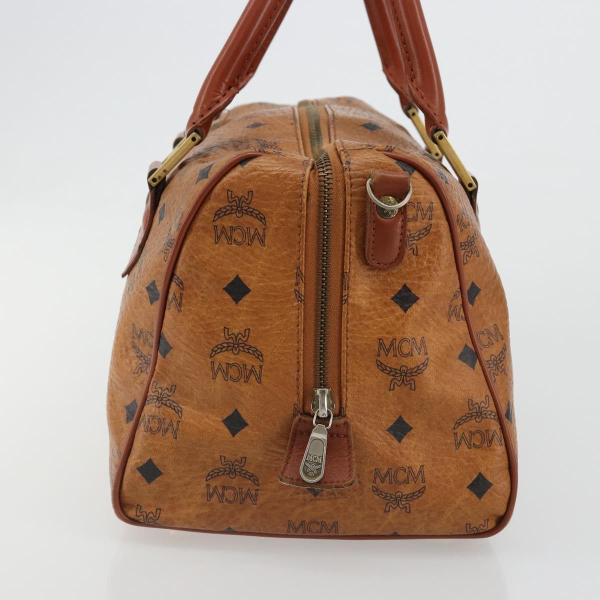 MCM Vicetos Logogram Hand Bag PVC Leather Brown Gold Auth 185089