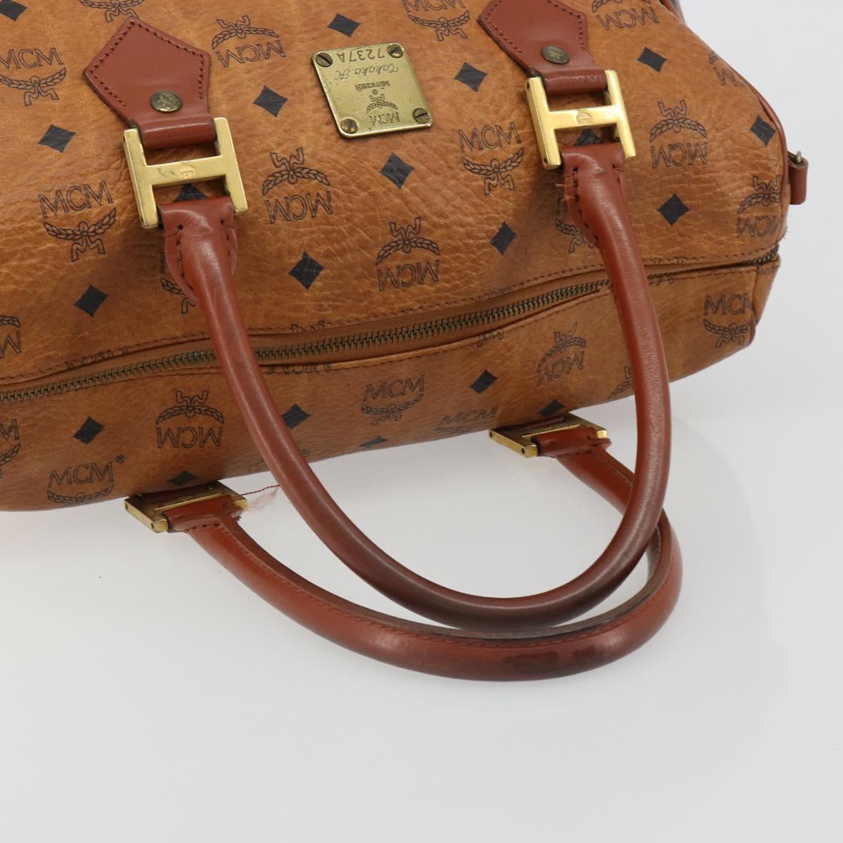 MCM Vicetos Logogram Hand Bag PVC Leather Brown Gold Auth 185089