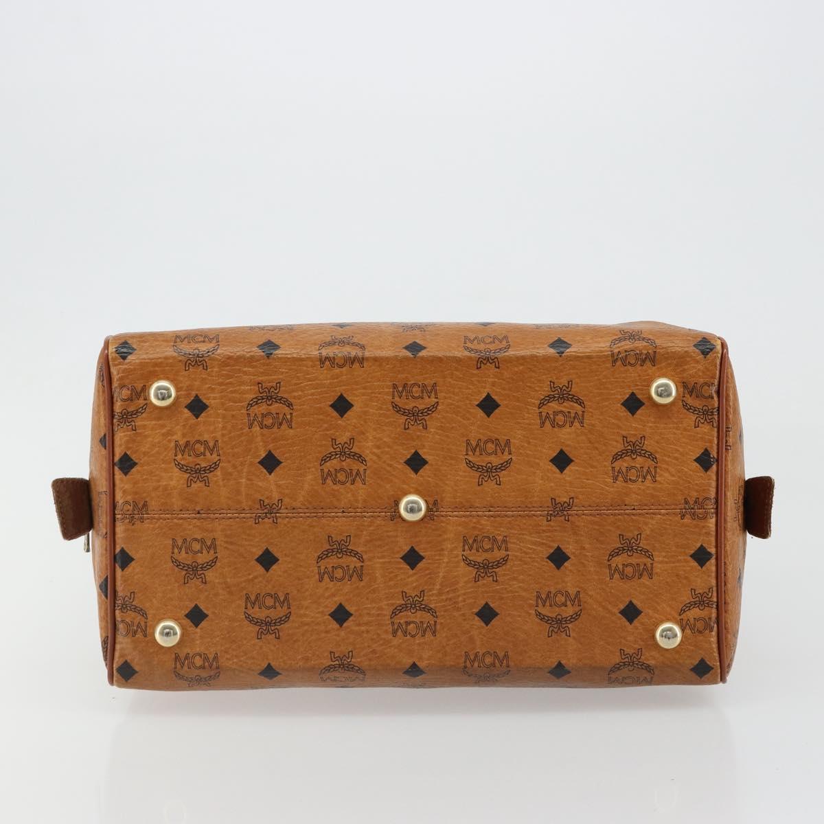 MCM Vicetos Logogram Hand Bag PVC Leather Brown Gold Auth 185089