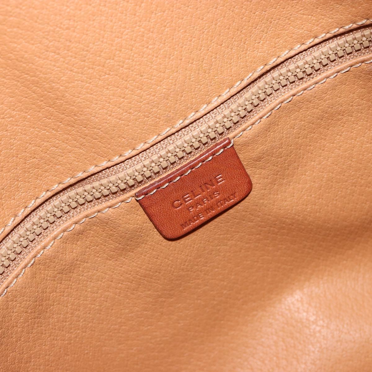 CELINE Macadam Canvas Purse Shoulder Bag PVC Leather Brown Gold Auth 185090