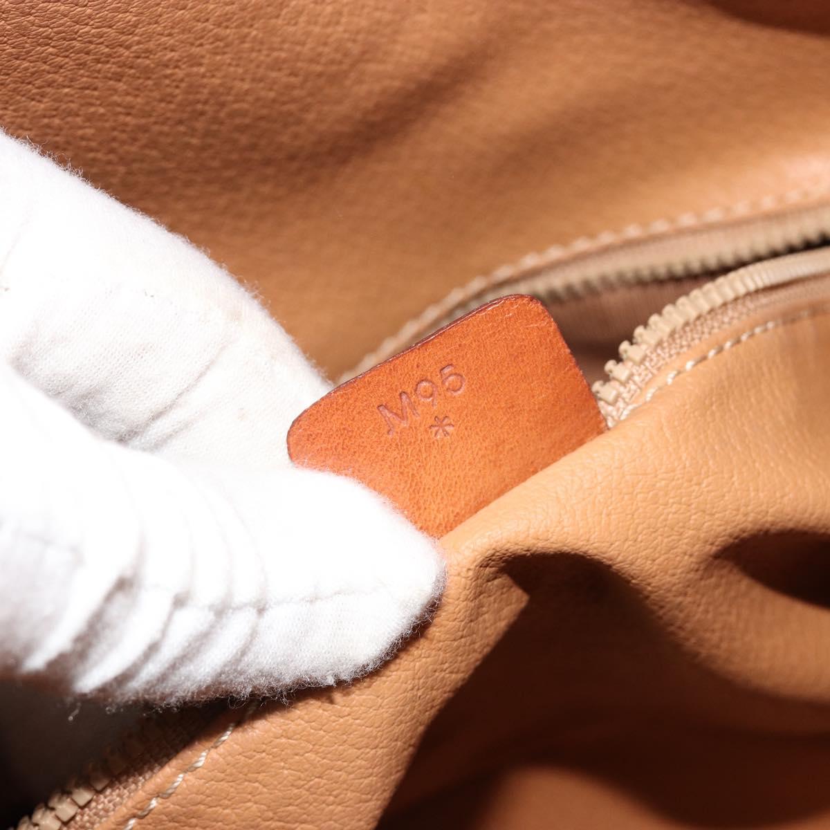 CELINE Macadam Canvas Purse Shoulder Bag PVC Leather Brown Gold Auth 185090