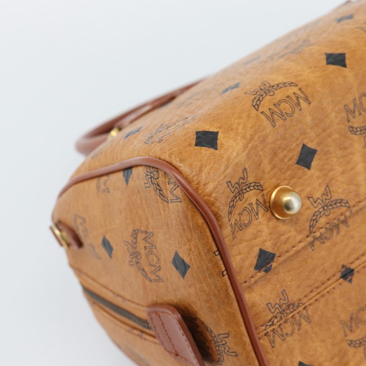 MCM Vicetos Logogram Hand Bag PVC Leather Brown Gold Auth 185091