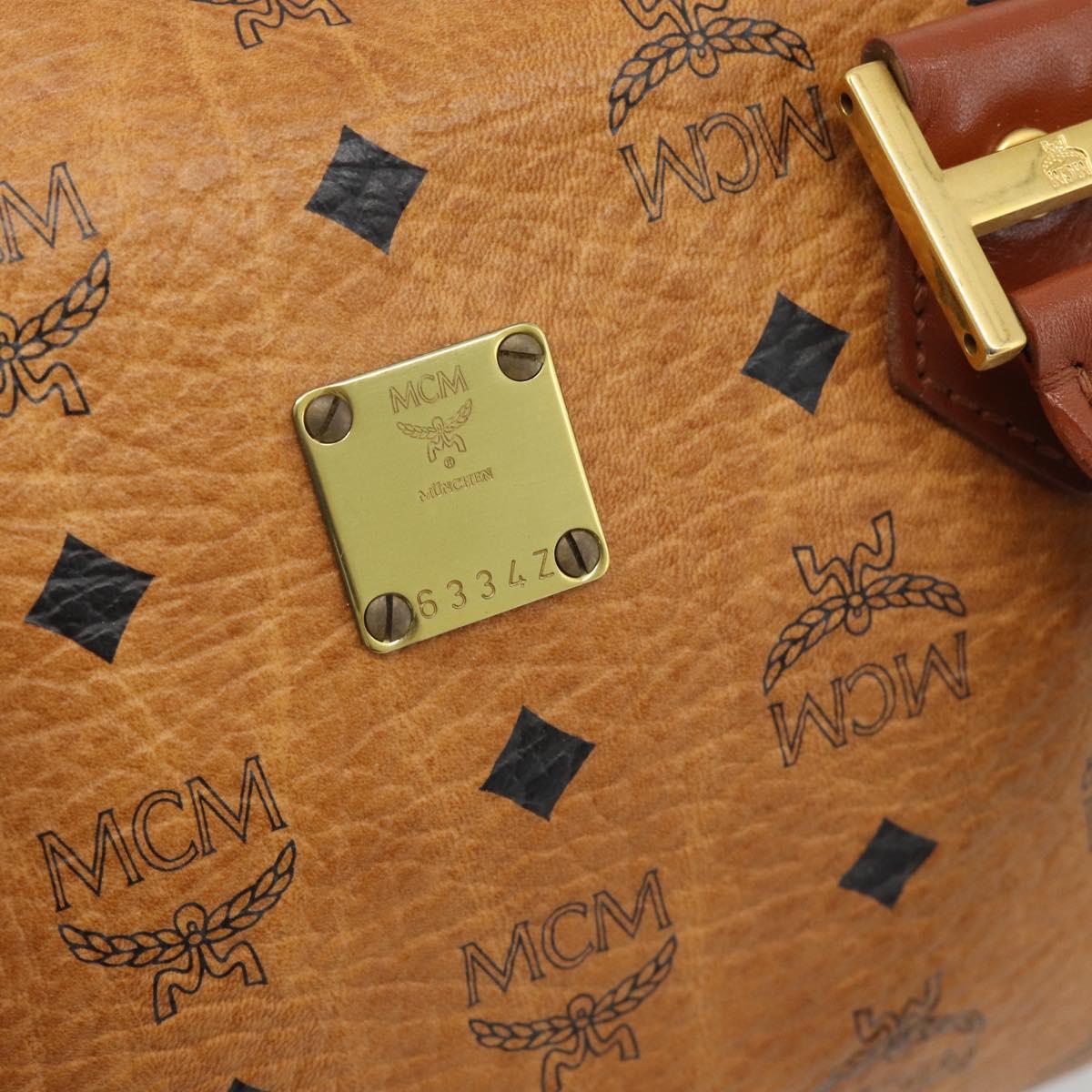 MCM Vicetos Logogram Hand Bag PVC Leather Brown Gold Auth 185091