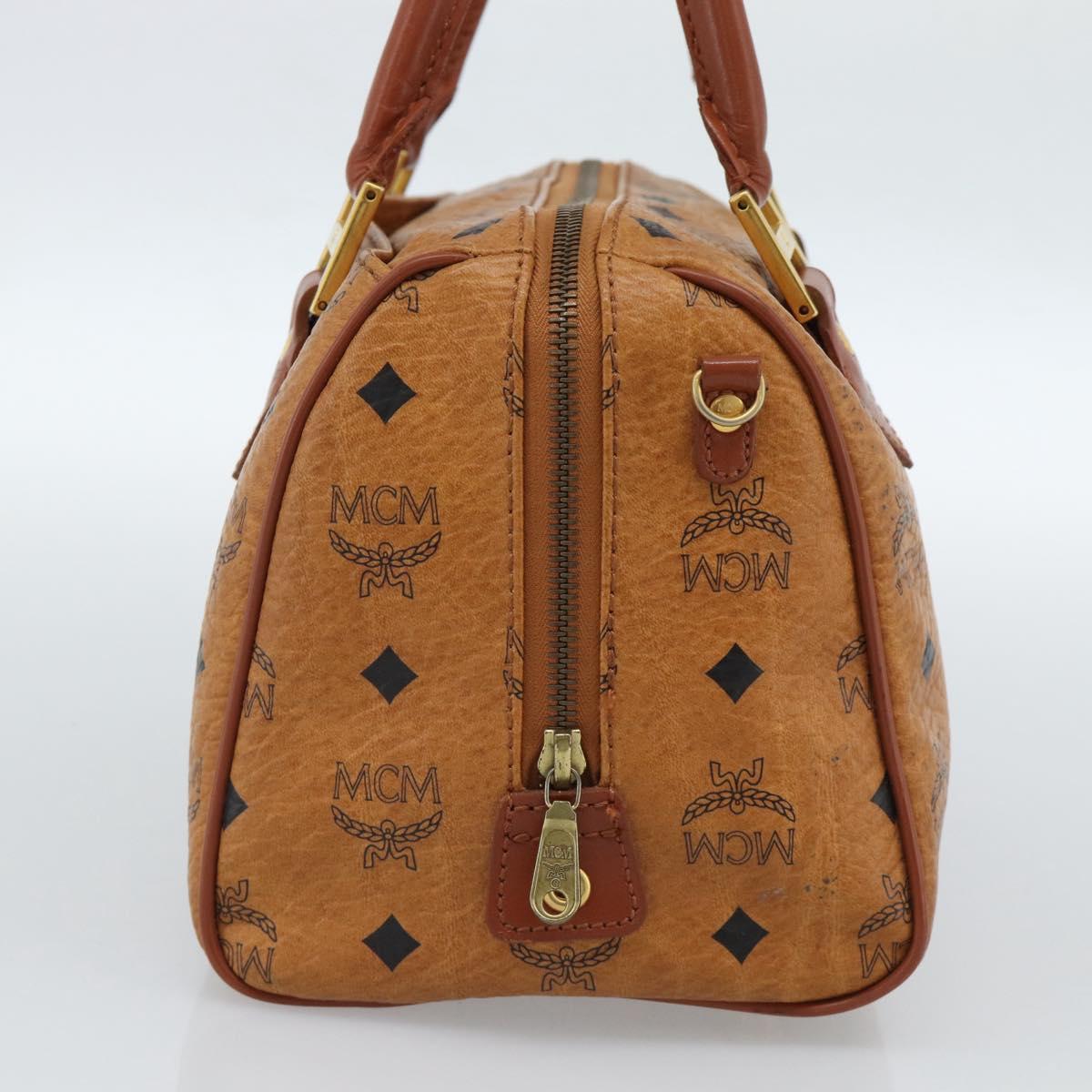 MCM Vicetos Logogram Hand Bag PVC Leather Brown Gold Auth 185091
