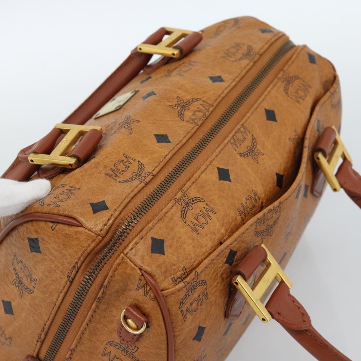 MCM Vicetos Logogram Hand Bag PVC Leather Brown Gold Auth 185091