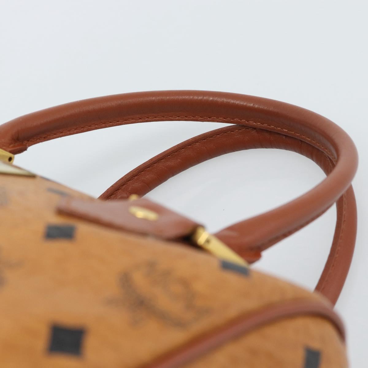MCM Vicetos Logogram Hand Bag PVC Leather Brown Gold Auth 185091