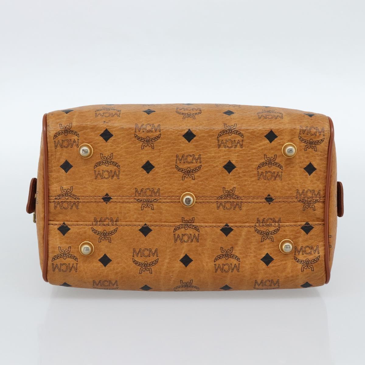 MCM Vicetos Logogram Hand Bag PVC Leather Brown Gold Auth 185091