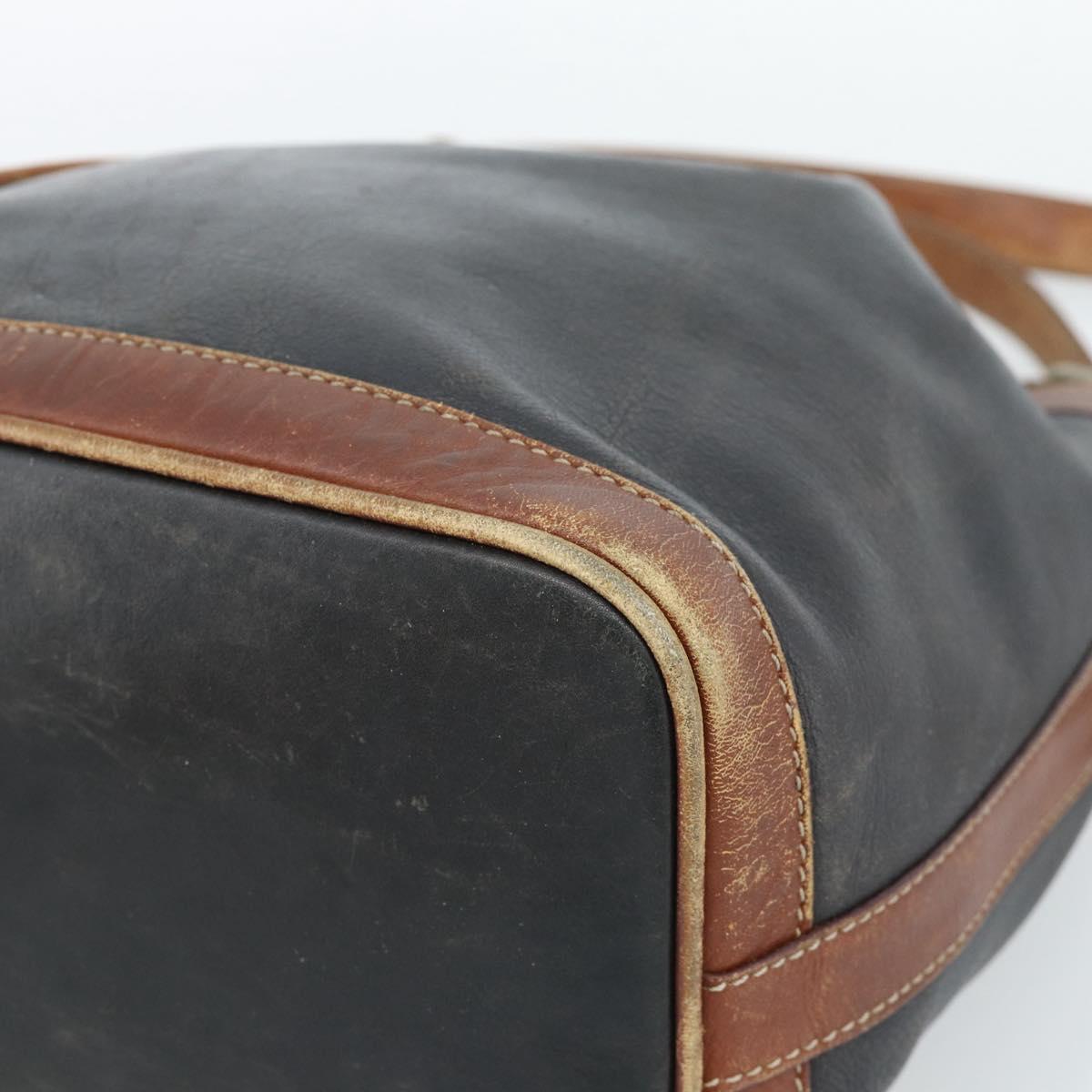 CELINE Purse Shoulder Bag Leather Black Gold Auth 185092