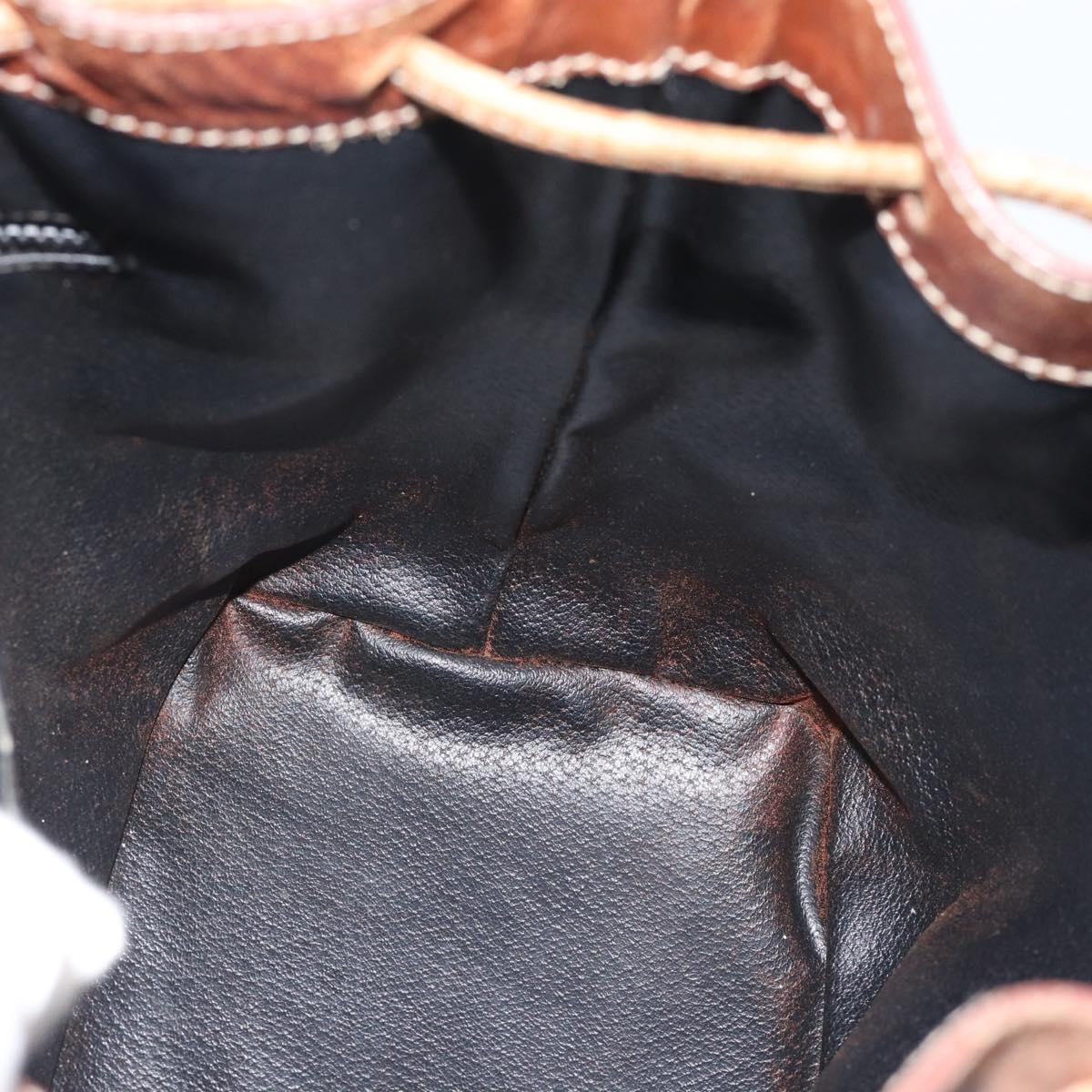 CELINE Purse Shoulder Bag Leather Black Gold Auth 185092