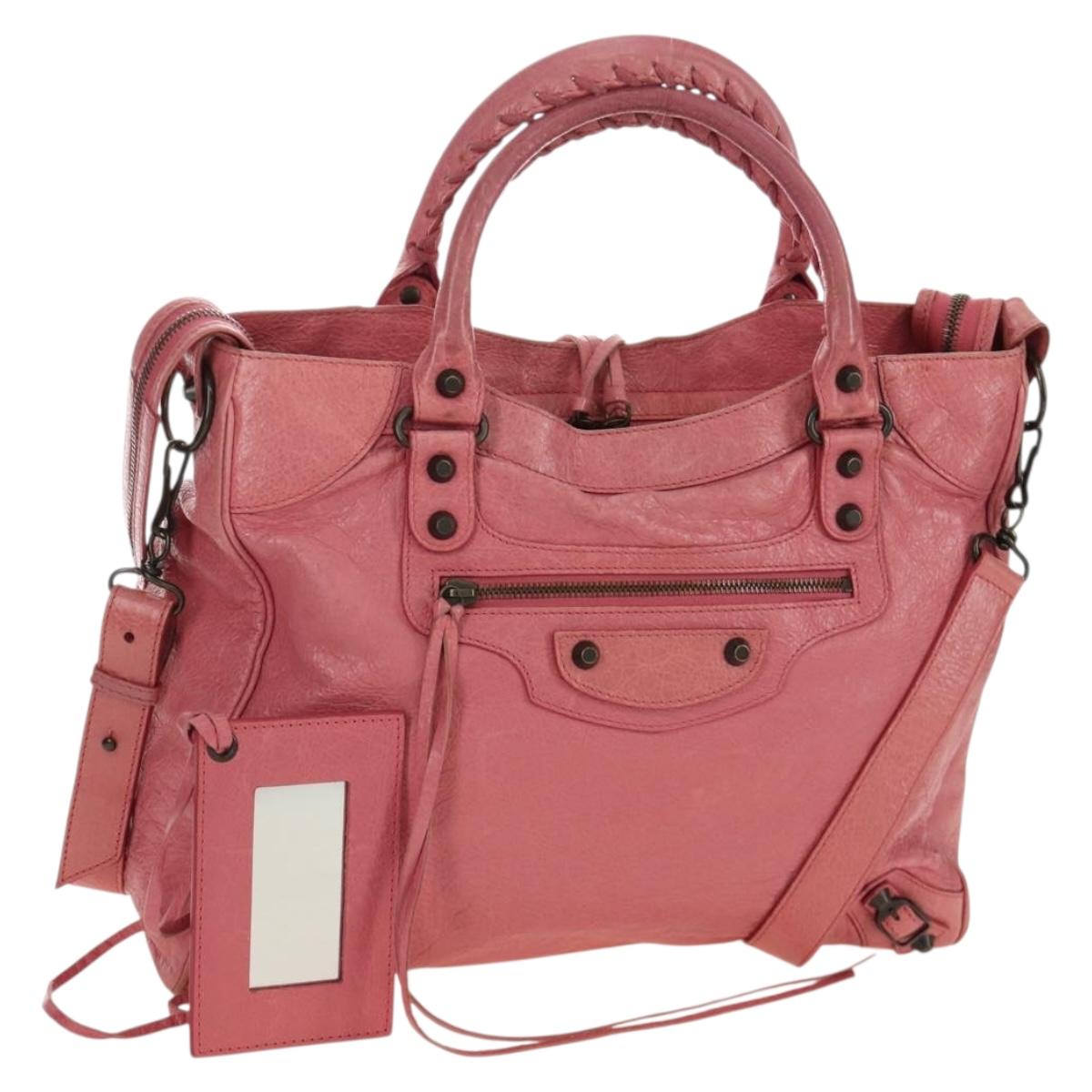 BALENCIAGA The City Hand Bag Leather 2way Pink 235216 Auth 185095M