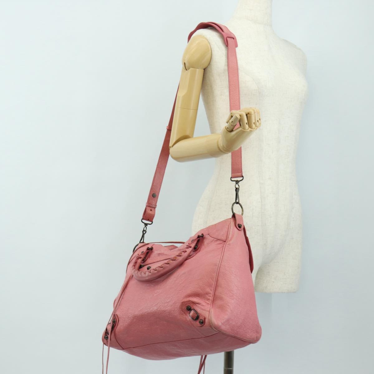 BALENCIAGA The City Hand Bag Leather 2way Pink 235216 Auth 185095M