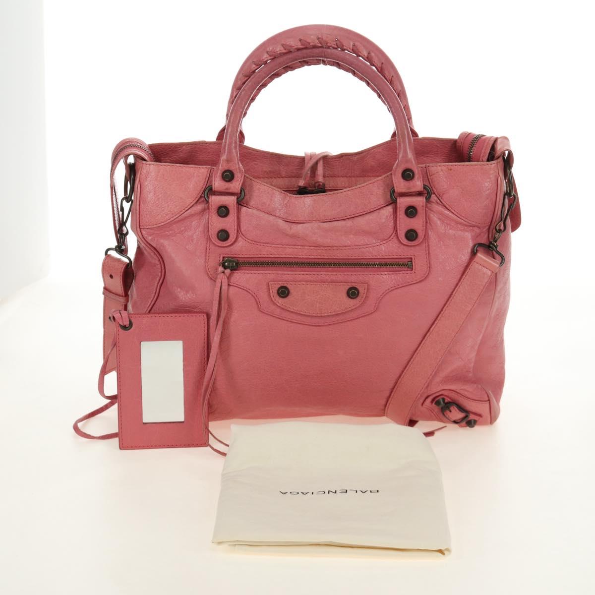 BALENCIAGA The City Hand Bag Leather 2way Pink 235216 Auth 185095M