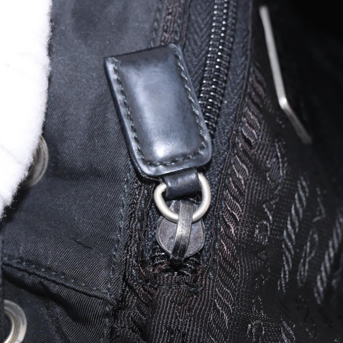PRADA Backpack Nylon Black Silver Auth 185096