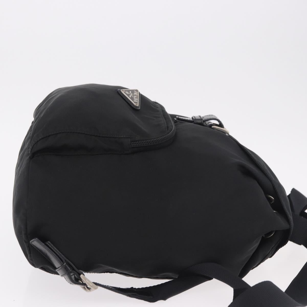 PRADA Backpack Nylon Black Silver Auth 185096