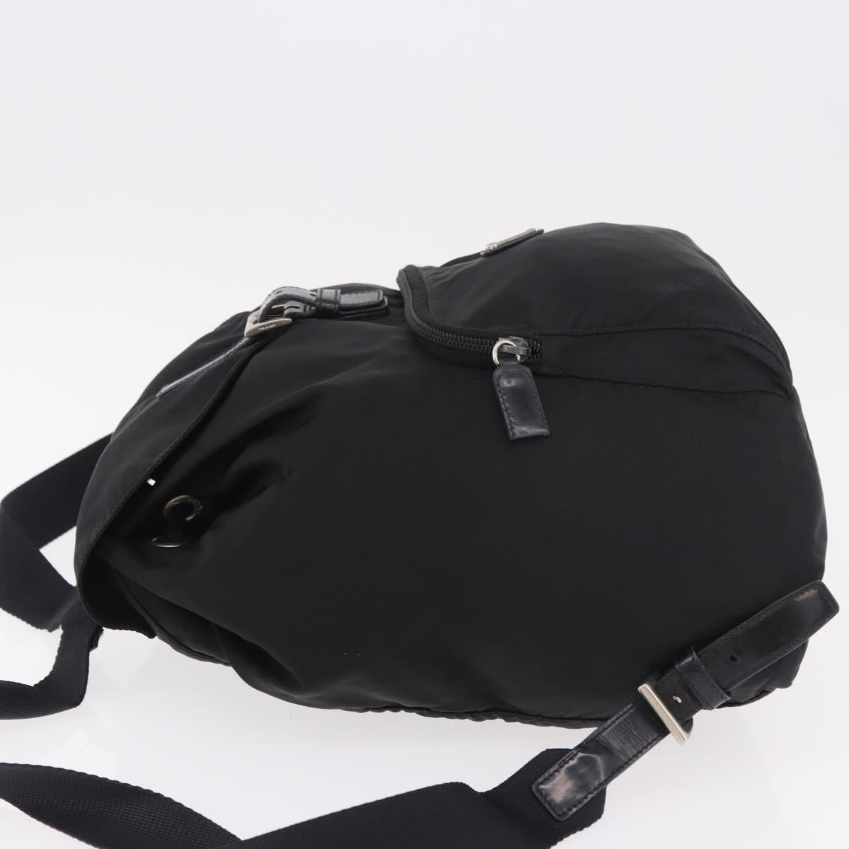 PRADA Backpack Nylon Black Silver Auth 185096