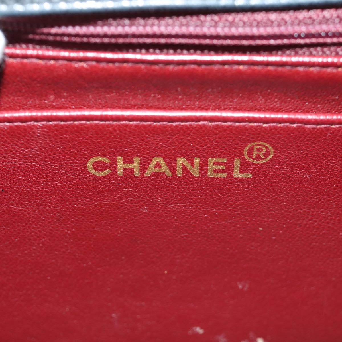 CHANEL Mademoiselle Chain Shoulder Bag Lamb Skin Black Gold CC Auth 185097SAM