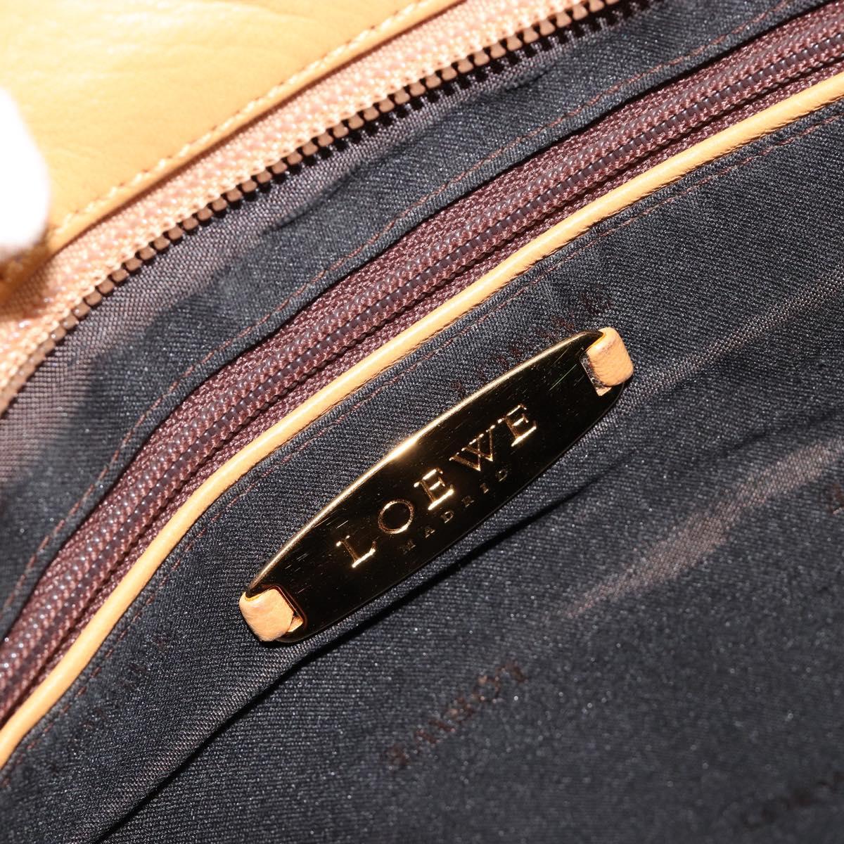 LOEWE Anagram Chain Shoulder Bag Leather Beige Gold Auth 185098