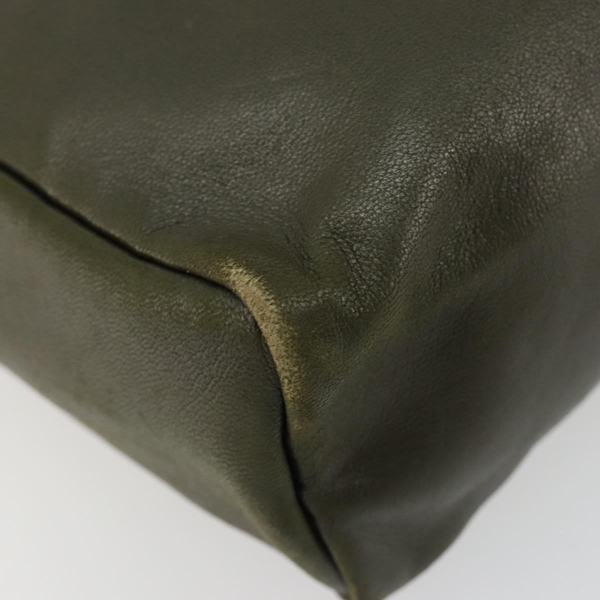 LOEWE Anagram Shoulder Bag Leather Khaki Auth 185099