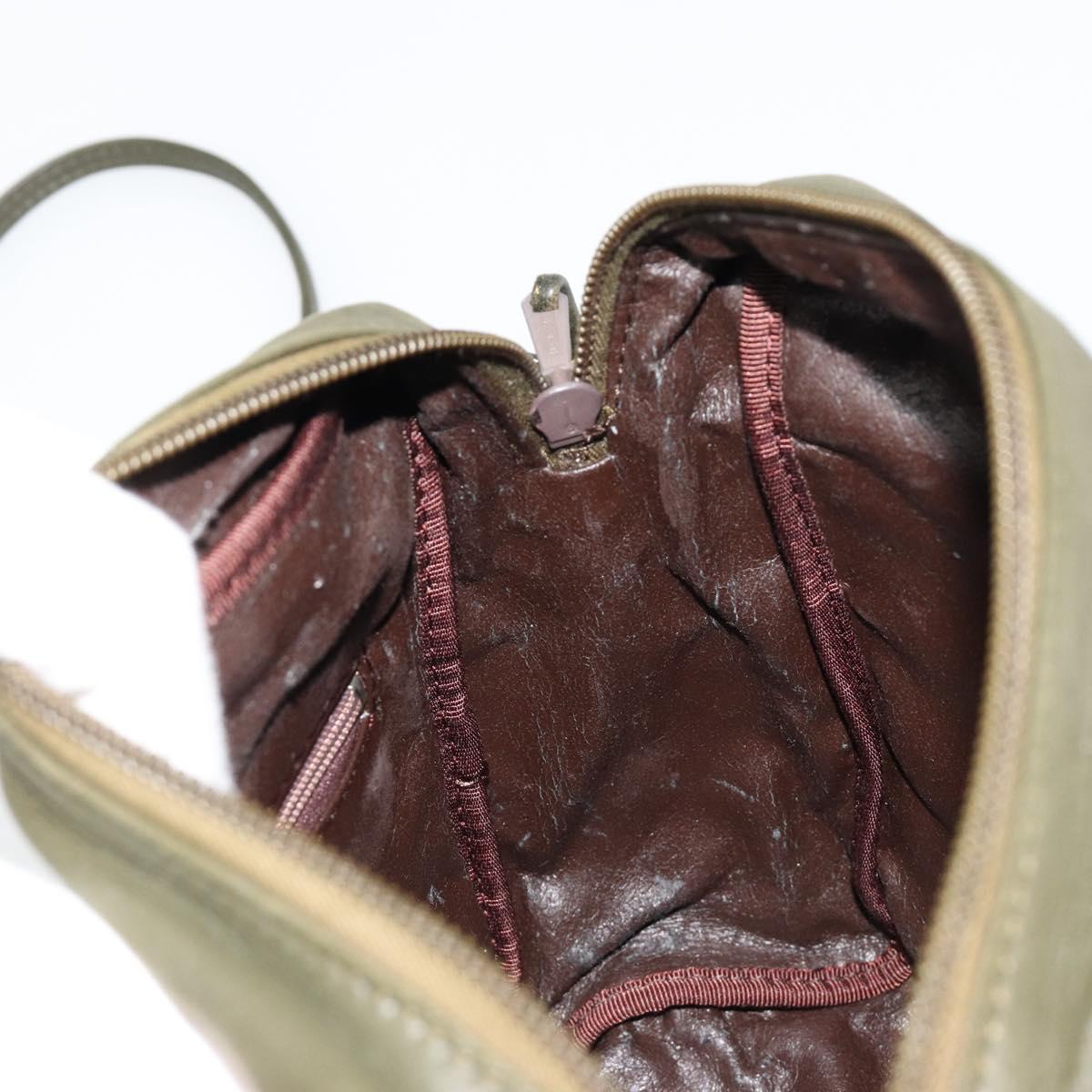 LOEWE Anagram Shoulder Bag Leather Khaki Auth 185099