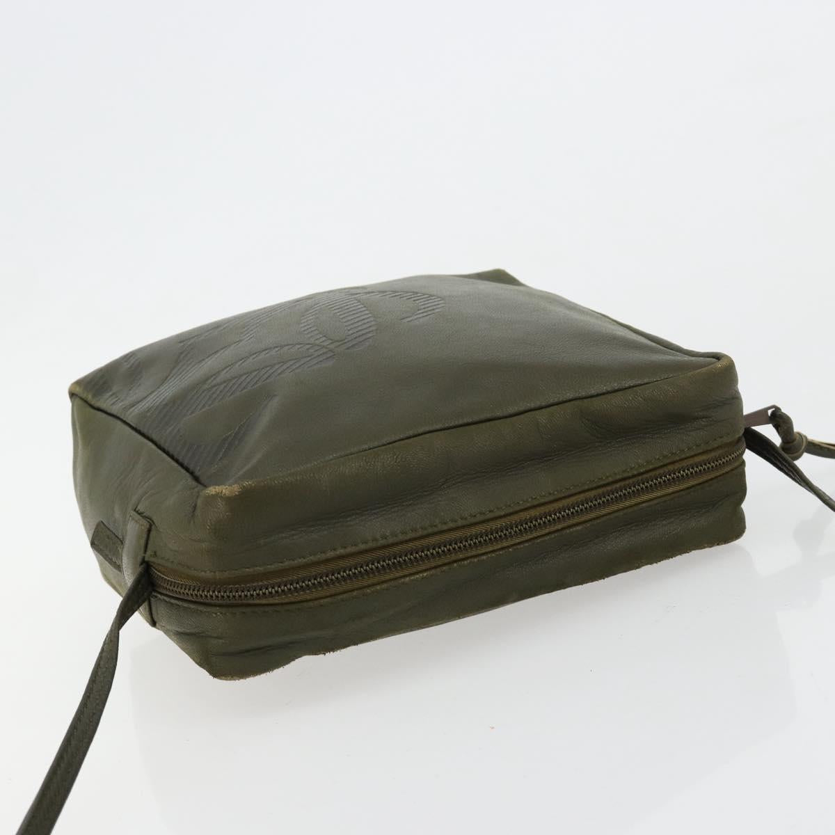LOEWE Anagram Shoulder Bag Leather Khaki Auth 185099