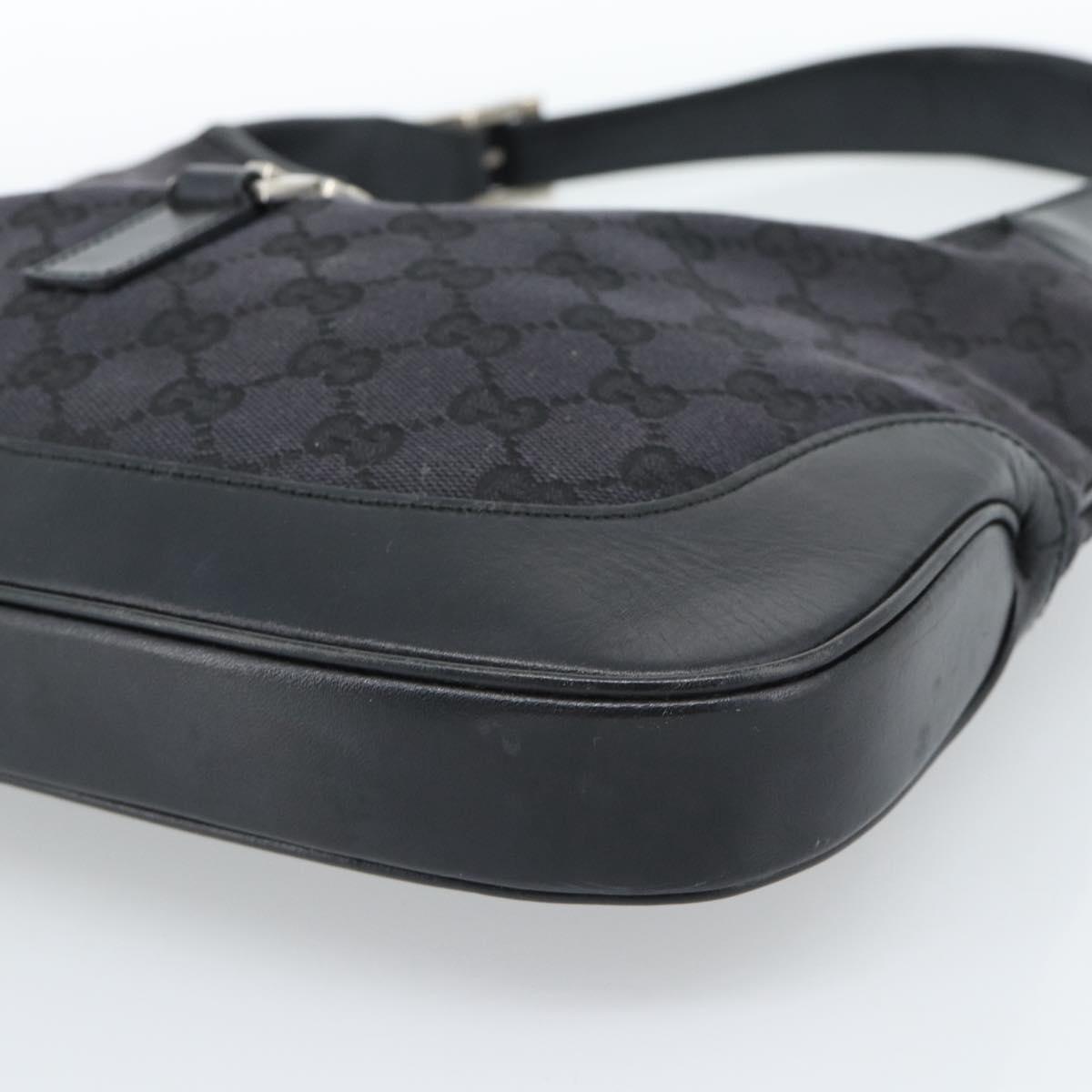 GUCCI GG Canvas Jackie Shoulder Bag Black Silver 001 3306 Auth 185100