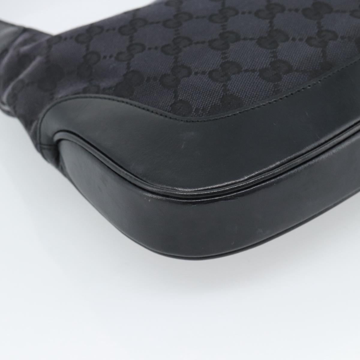 GUCCI GG Canvas Jackie Shoulder Bag Black Silver 001 3306 Auth 185100