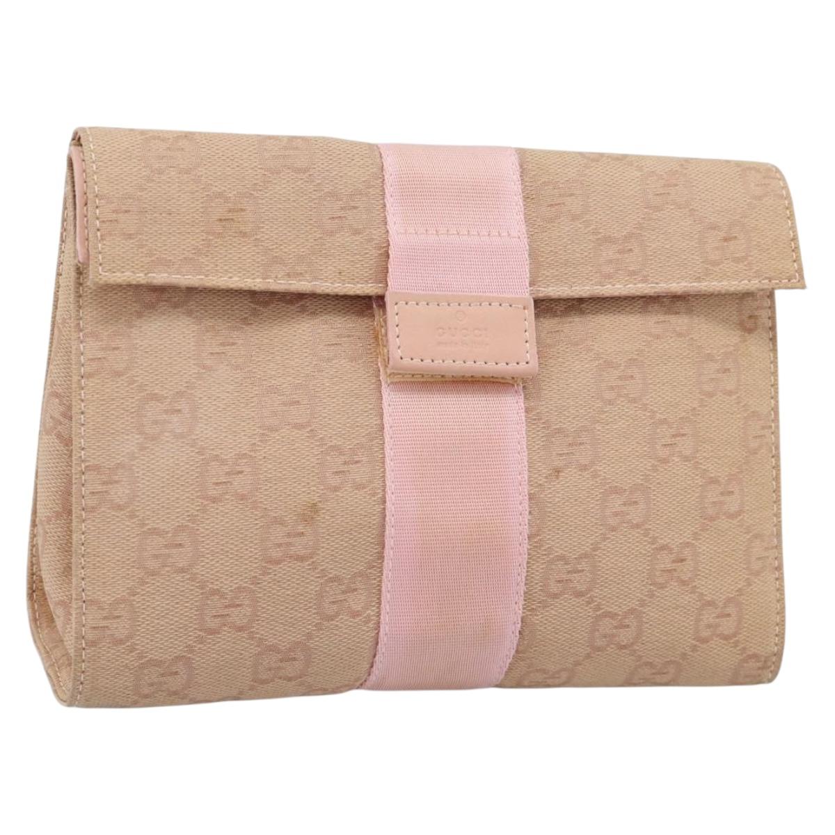 GUCCI GG Canvas Clutch Bag Pink 039 0992 Auth 185104