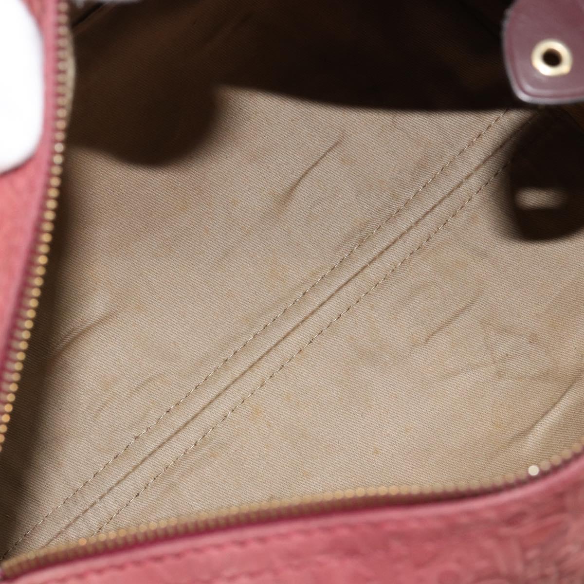 Christian Dior Trotter Canvas Boston Bag Suede Red Gold Auth 185105