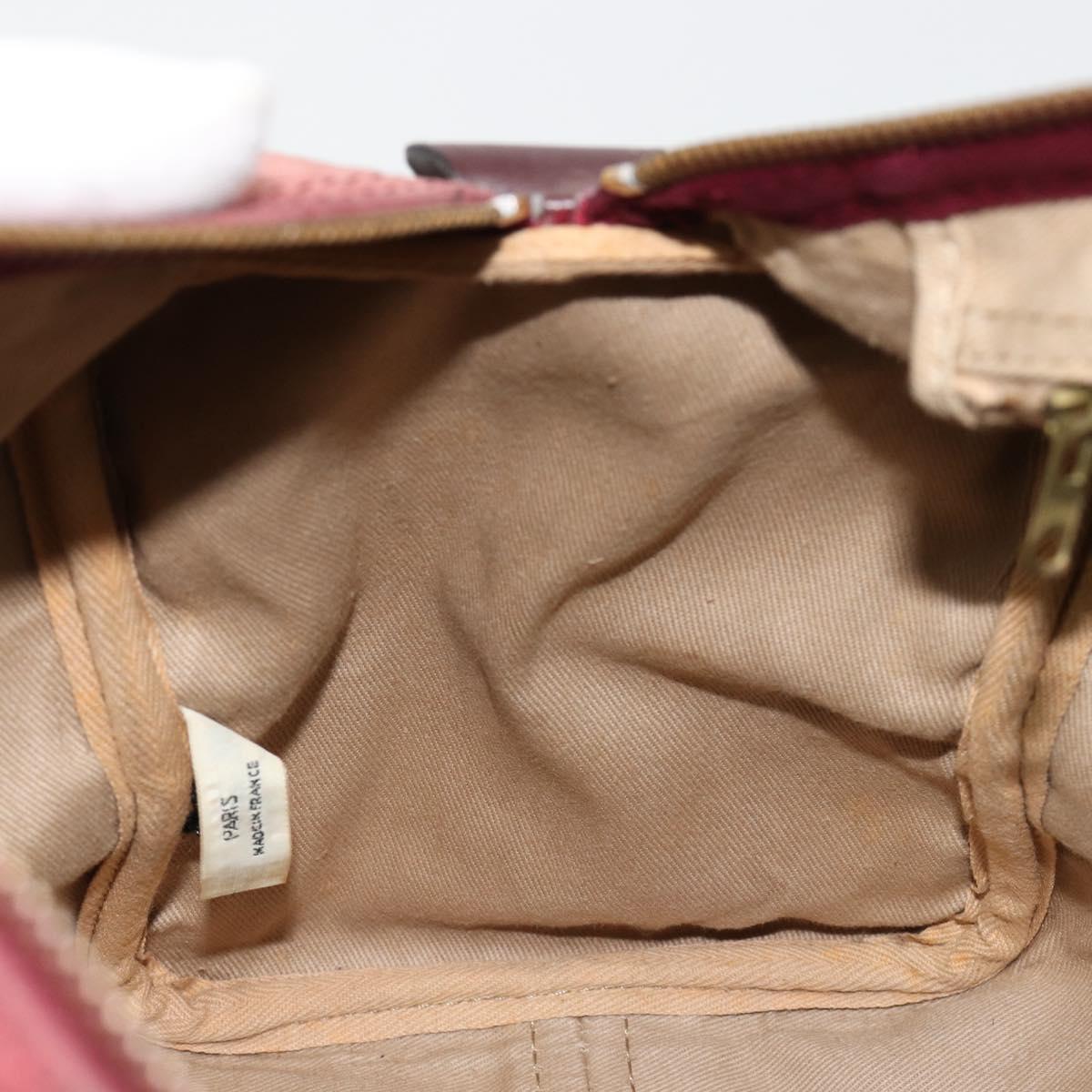 Christian Dior Trotter Canvas Boston Bag Suede Red Gold Auth 185105