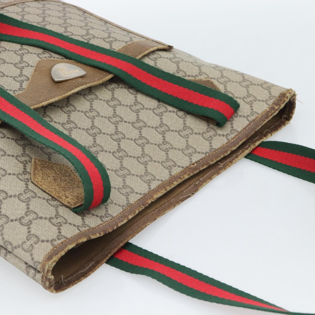 GUCCI GG Plus Supreme Tote Bag PVC Beige Gold Auth 185107
