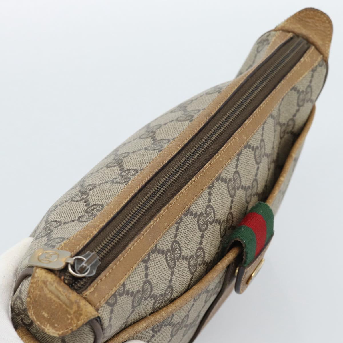 GUCCI GG Supreme Web Sherry Line Bag PVC Beige Gold 89 02 032 Auth 185108