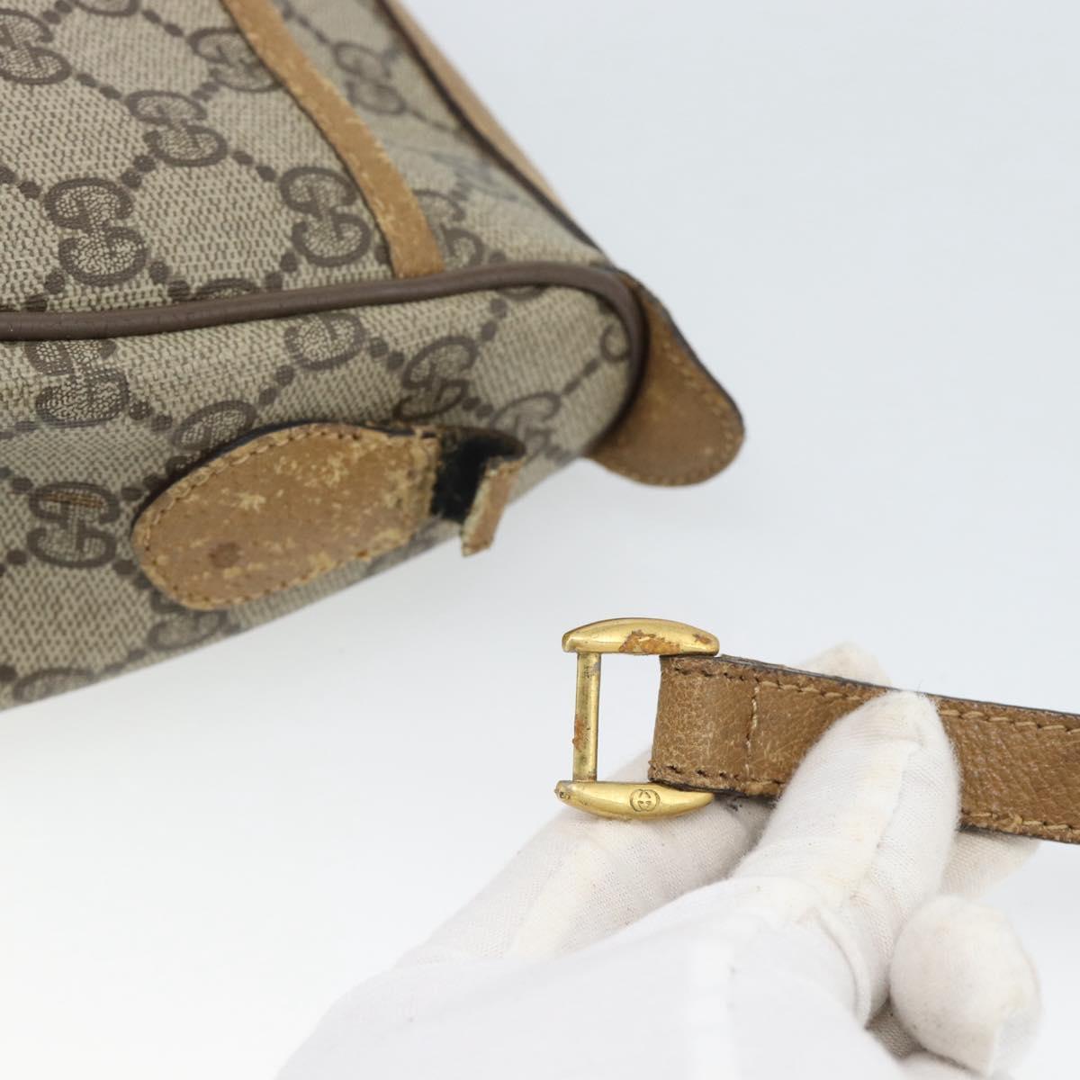 GUCCI GG Supreme Web Sherry Line Bag PVC Beige Gold 89 02 032 Auth 185108