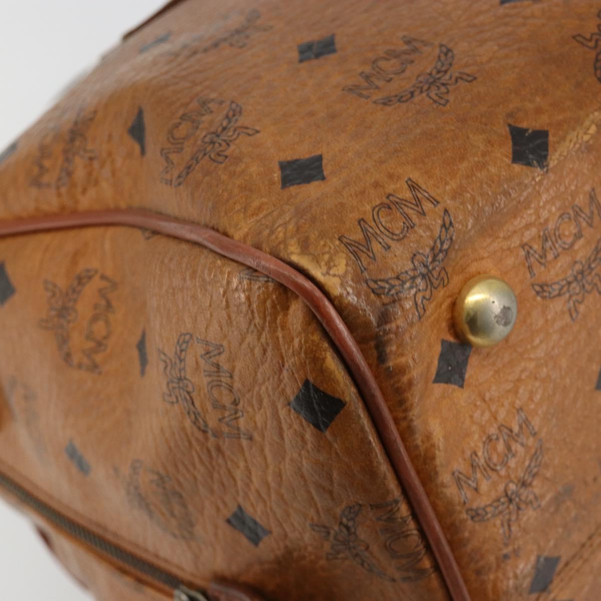 MCM Vicetos Logogram Hand Bag PVC Leather Brown Gold Auth 185111