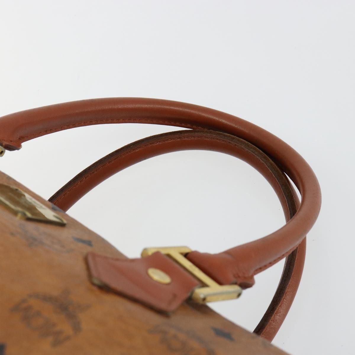 MCM Vicetos Logogram Hand Bag PVC Leather Brown Gold Auth 185111