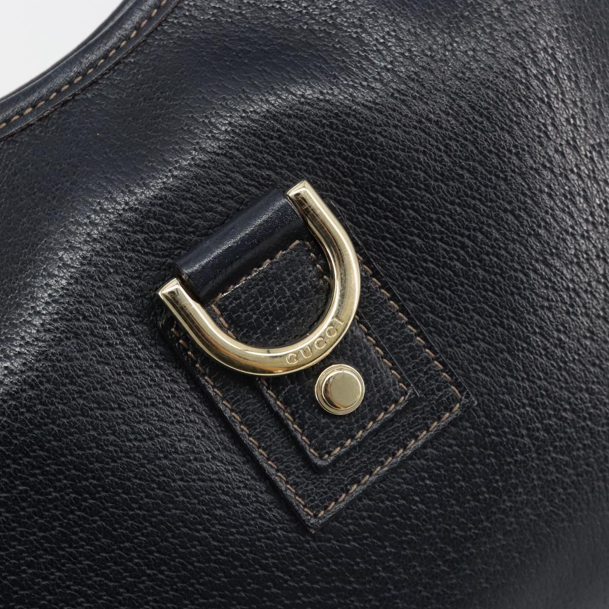 GUCCI Abbey Shoulder Bag Leather Navy Gold 130738 Auth 185114V