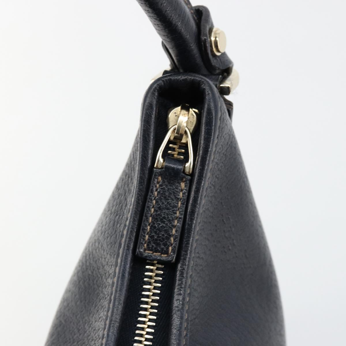 GUCCI Abbey Shoulder Bag Leather Navy Gold 130738 Auth 185114V