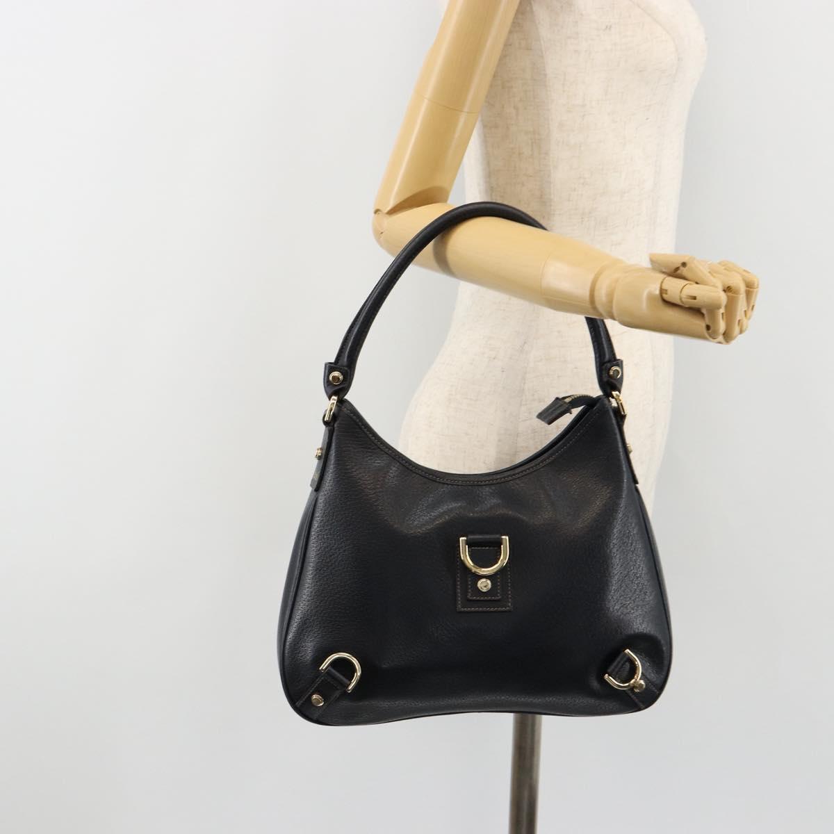 GUCCI Abbey Shoulder Bag Leather Navy Gold 130738 Auth 185114V