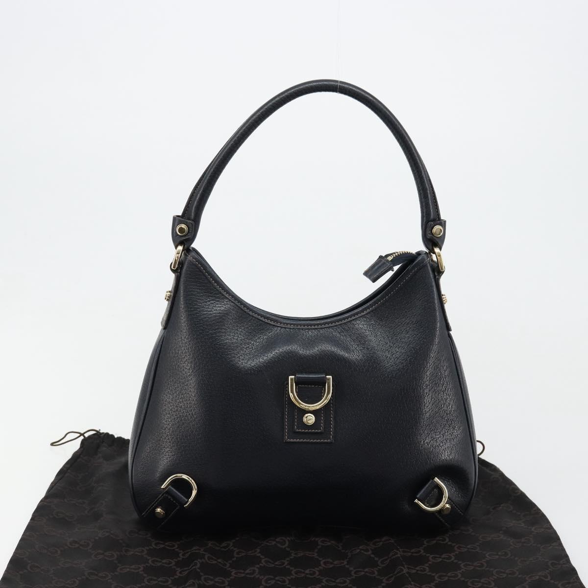 GUCCI Abbey Shoulder Bag Leather Navy Gold 130738 Auth 185114V