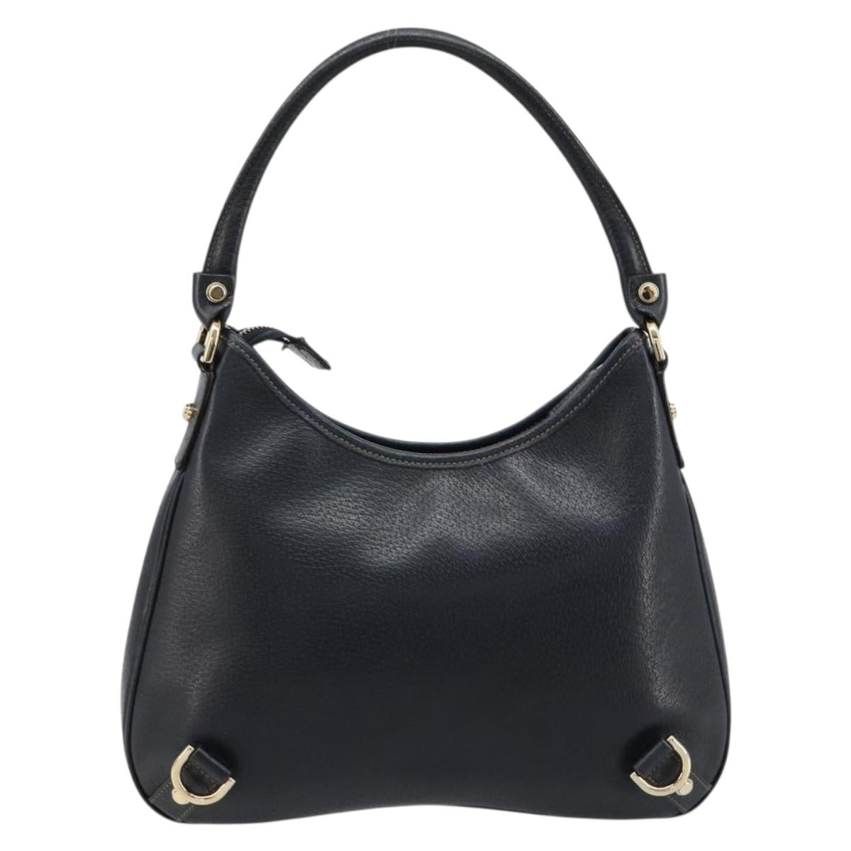 GUCCI Abbey Shoulder Bag Leather Navy Gold 130738 Auth 185114V