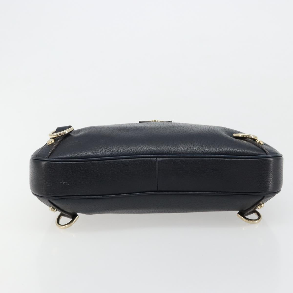 GUCCI Abbey Shoulder Bag Leather Navy Gold 130738 Auth 185114V