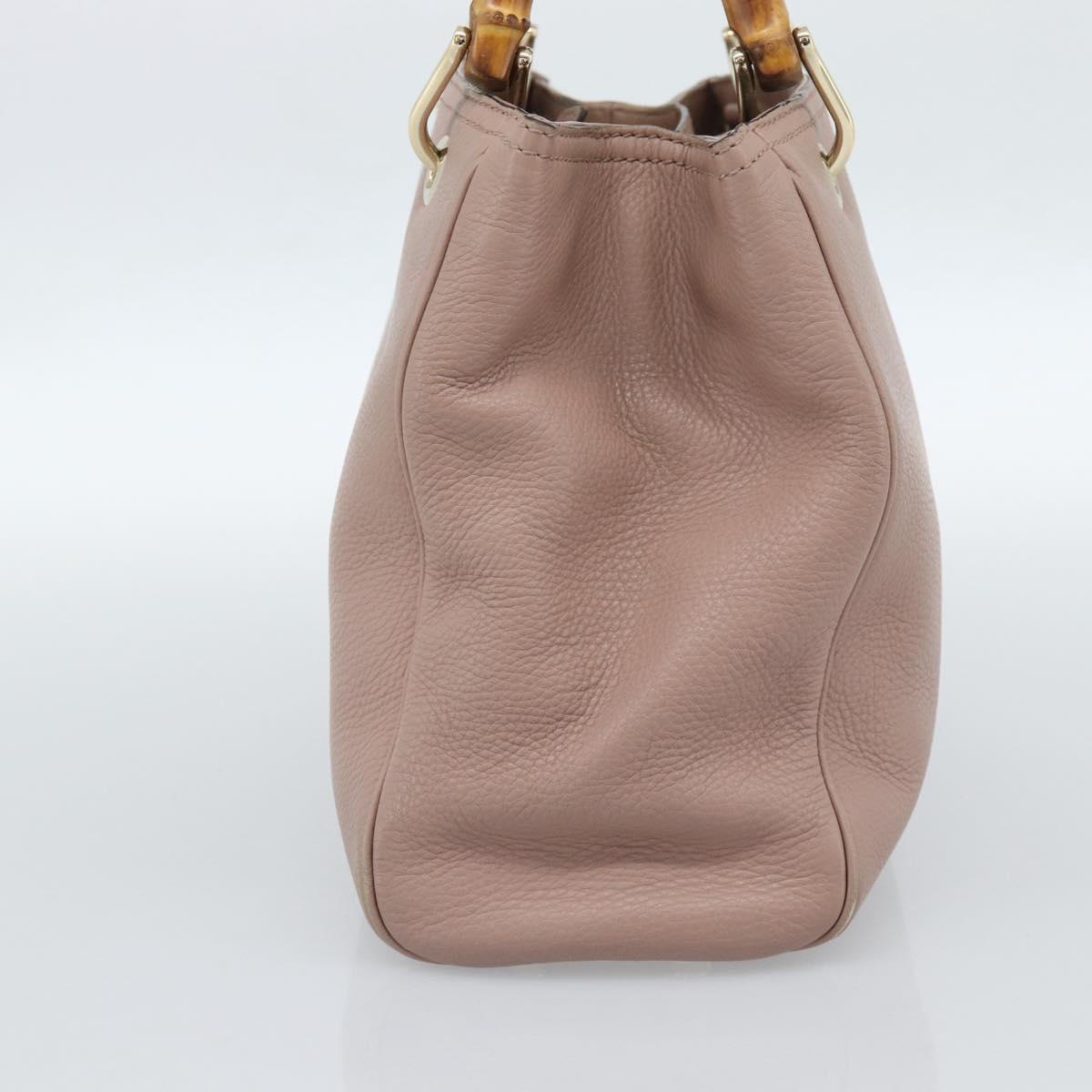 GUCCI Bamboo Hand Bag Leather Beige Gold 336032 Auth 185115A