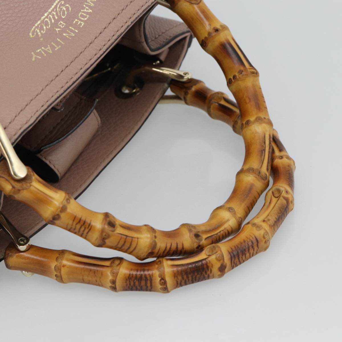 GUCCI Bamboo Hand Bag Leather Beige Gold 336032 Auth 185115A