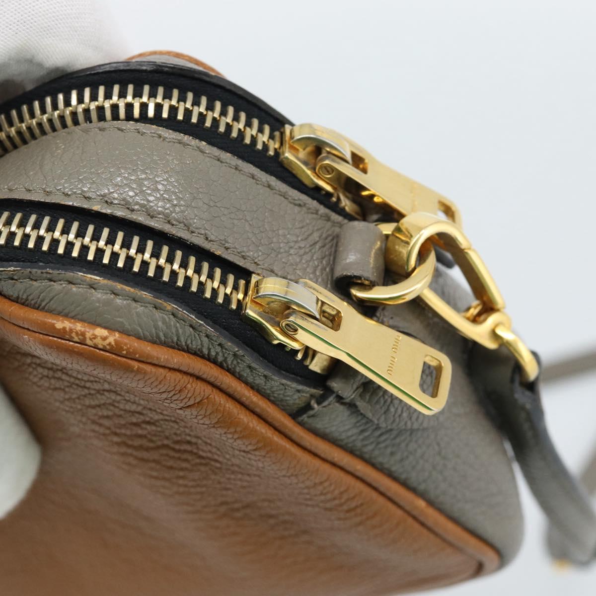 Miu Miu Shoulder Bag Leather Brown Gold Auth 185116A