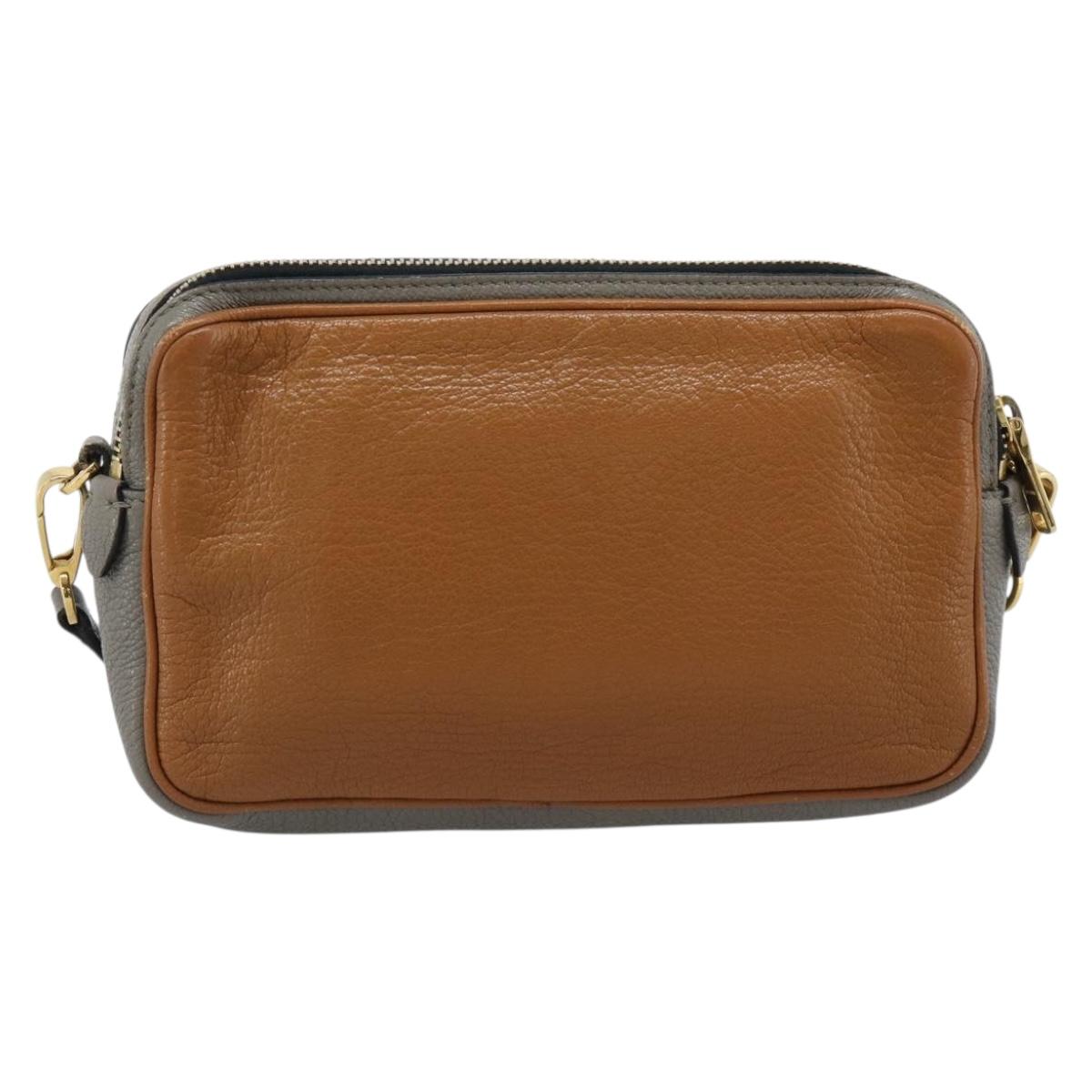 Miu Miu Shoulder Bag Leather Brown Gold Auth 185116A