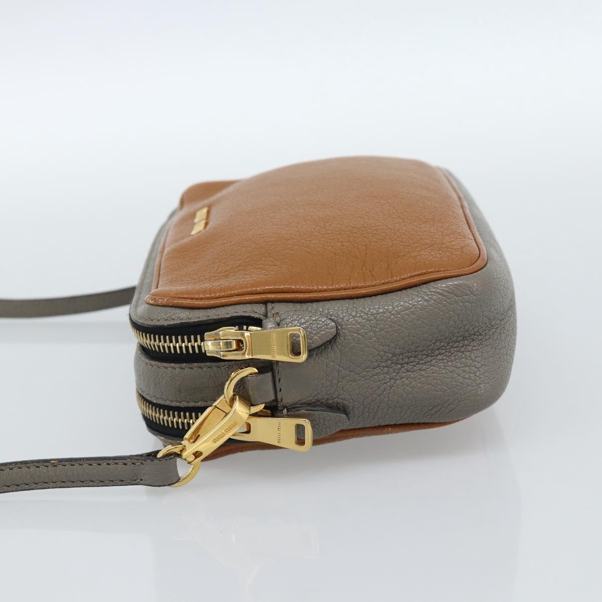 Miu Miu Shoulder Bag Leather Brown Gold Auth 185116A